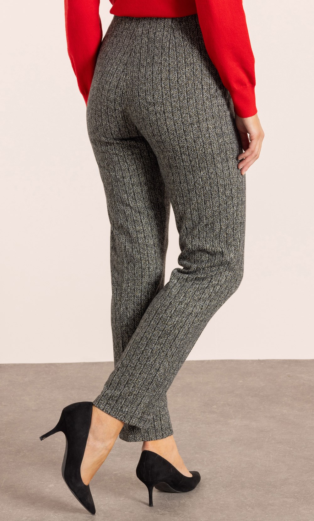 Pull On Striped Straight Leg Trousers