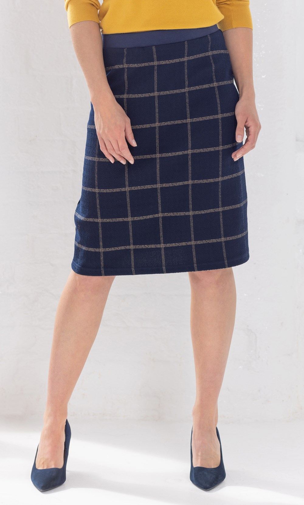 Knitted Check Jacquard Pull On Skirt