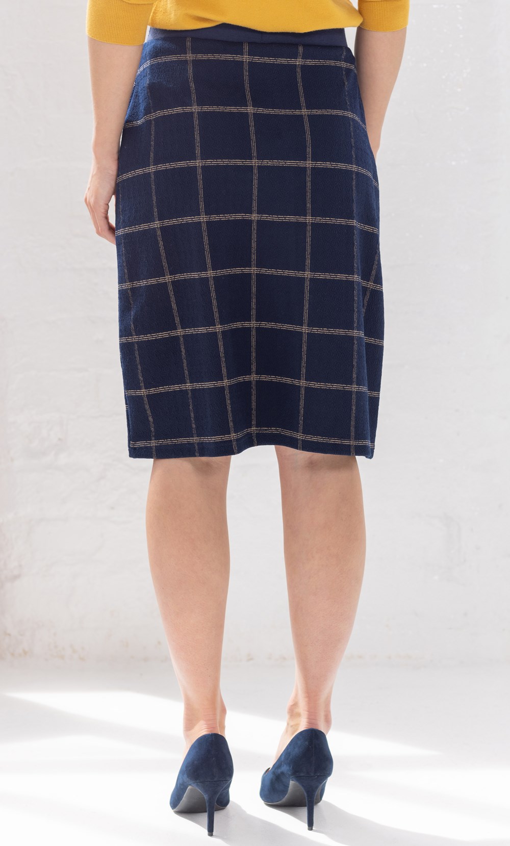 Knitted Check Jacquard Pull On Skirt