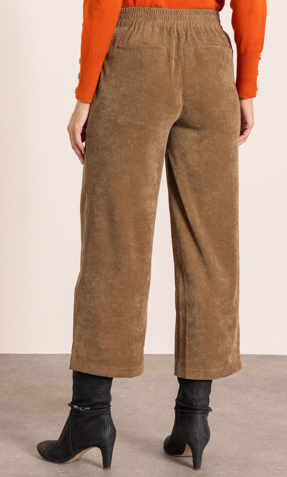 Wide Leg Cord Cropped Trousers