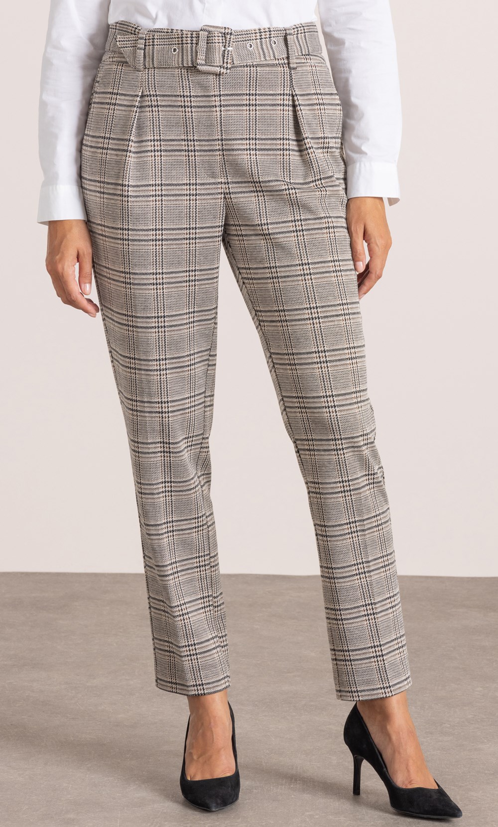 Checked Tapered Trousers