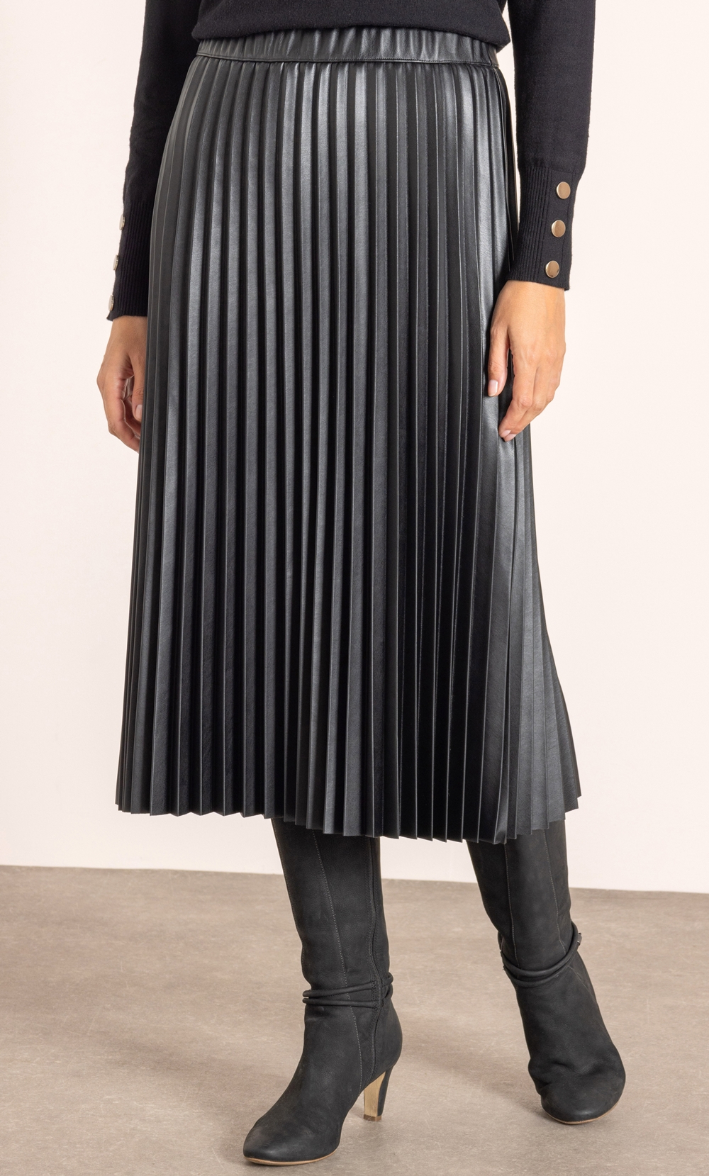 Pleather pleated midi skirt hotsell