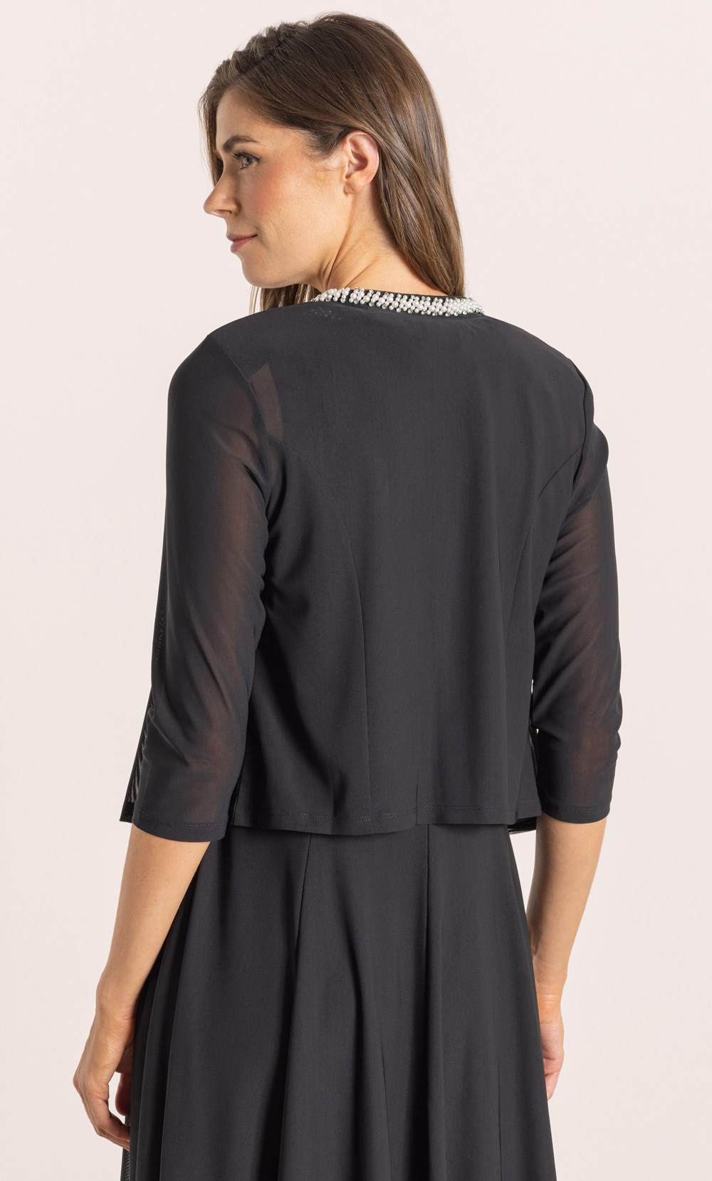 Embellished Mesh Cover Up in Black Klass