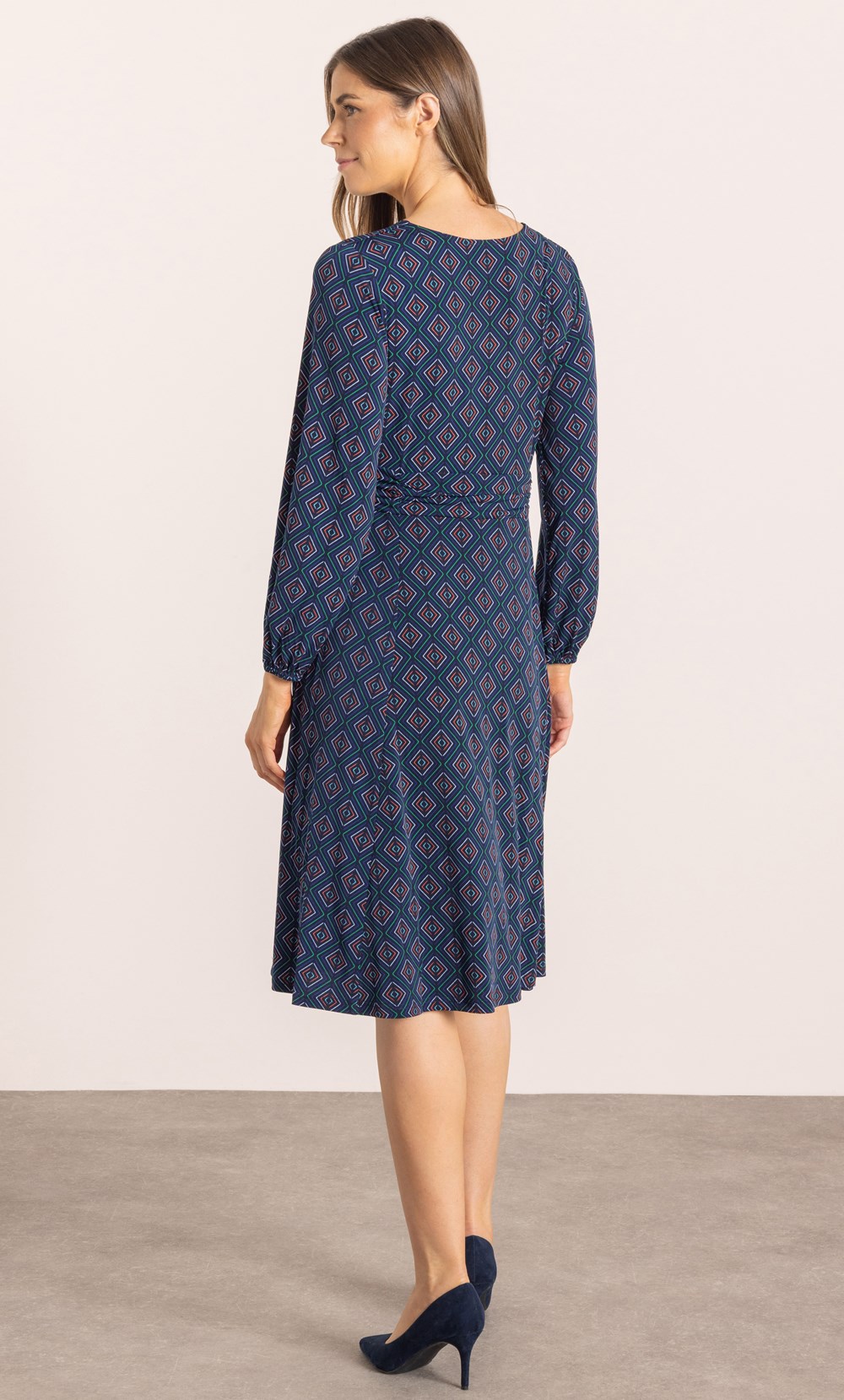 Geometric Printed Long Sleeve Dress