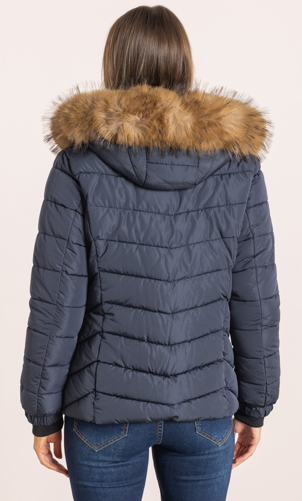 Faux Fur Trimmed Short Puffer Jacket