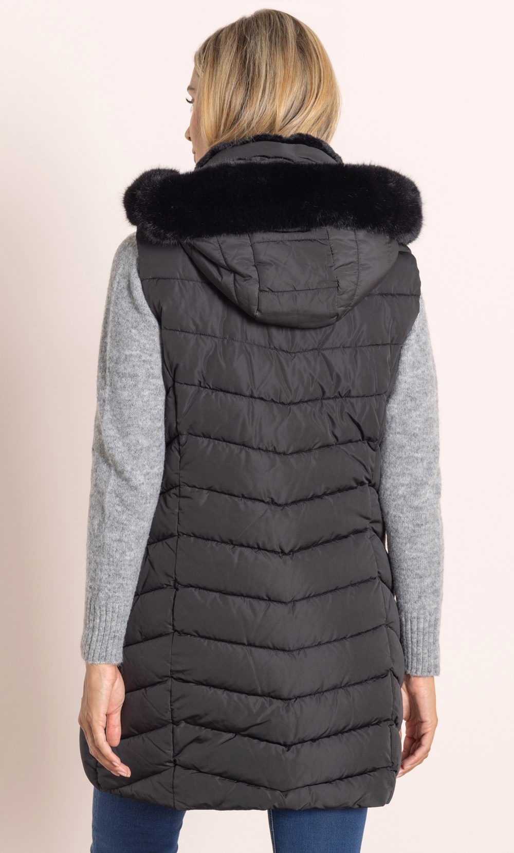 Mid Length Hooded Quilted Gilet