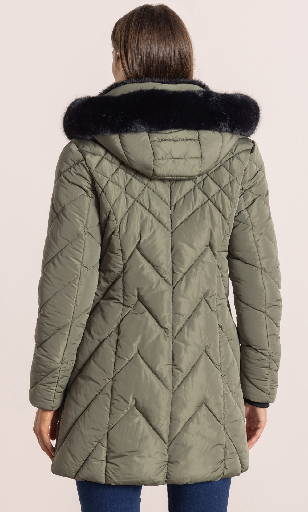 Faux Fur Trimmed Padded Coat