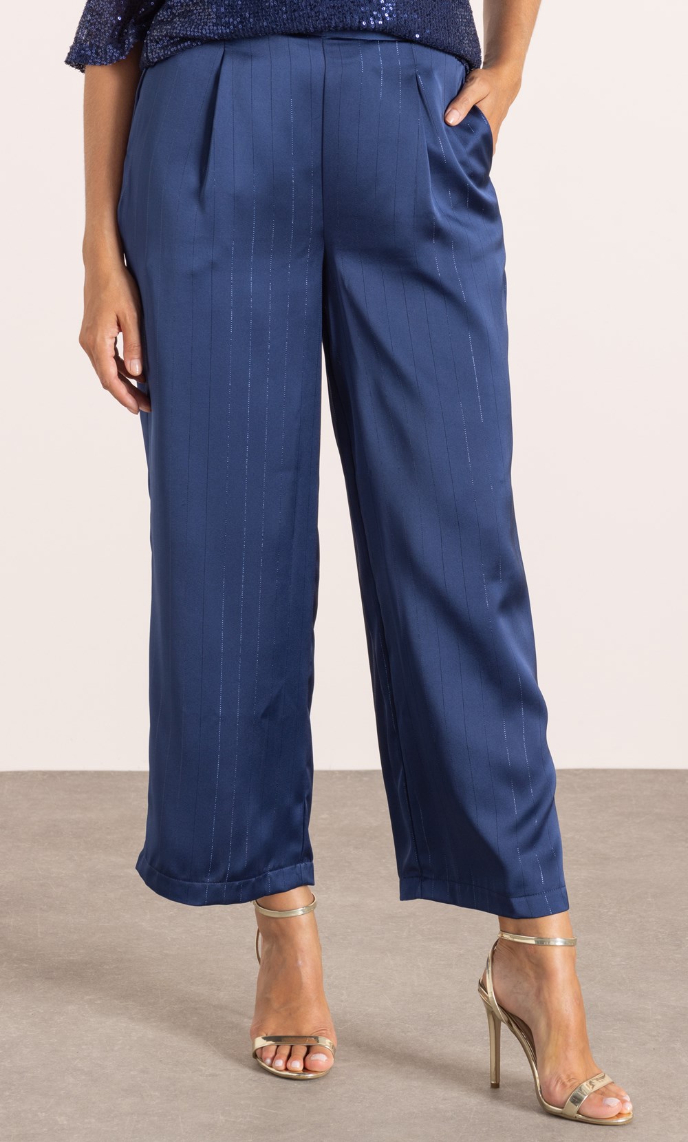 Pinstripe Wide Leg Trousers