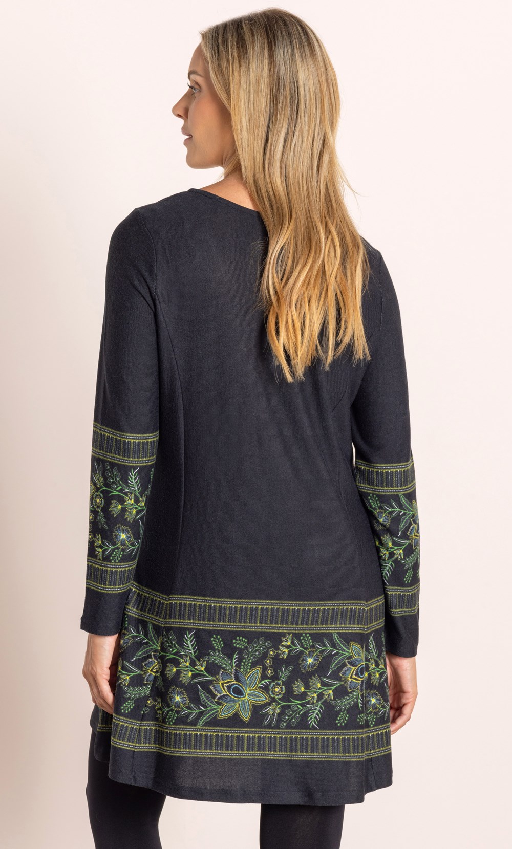 Botanical Border Print Brushed Knit Tunic