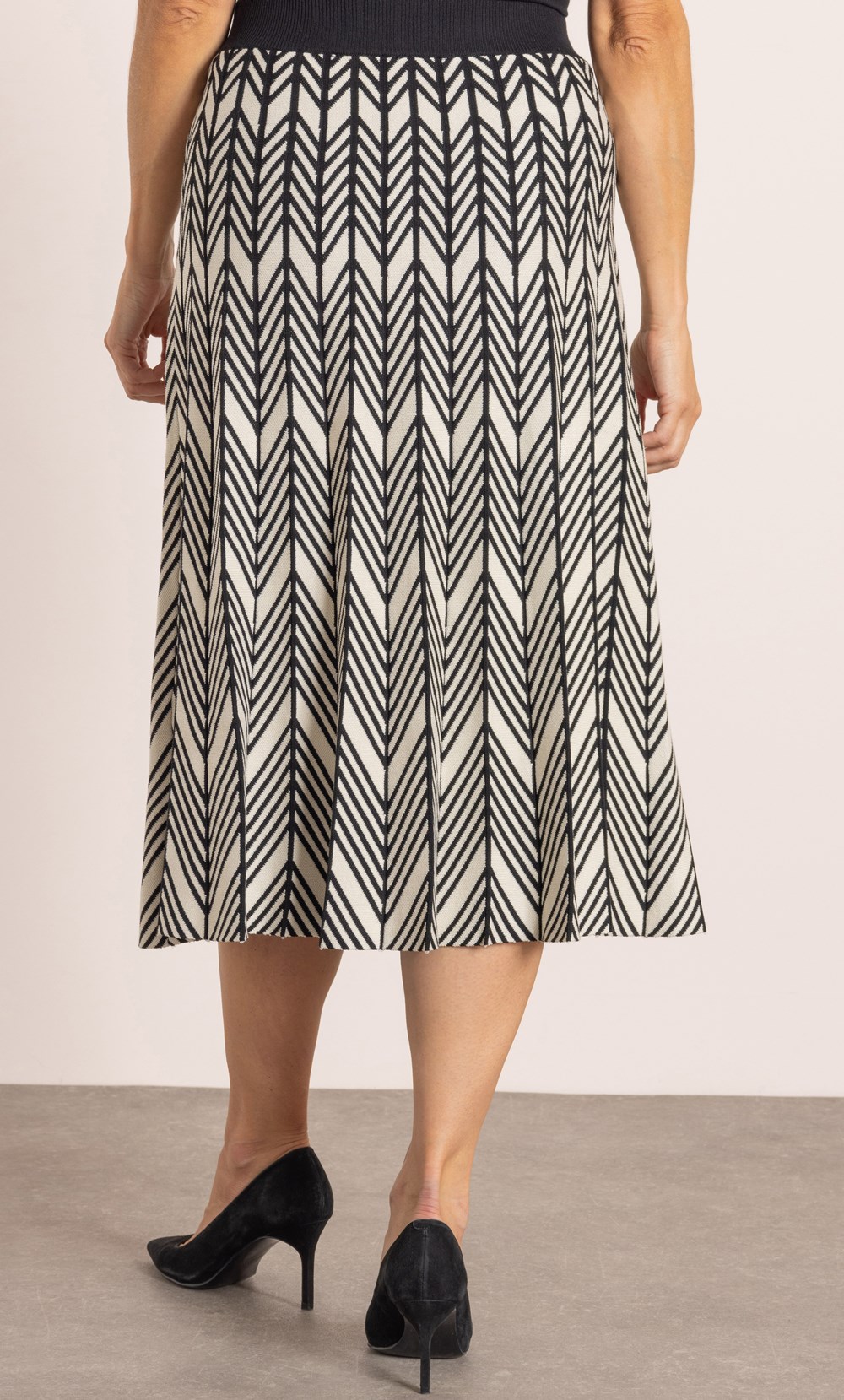 Knitted Geometric Pleated A Line Midi Skirt