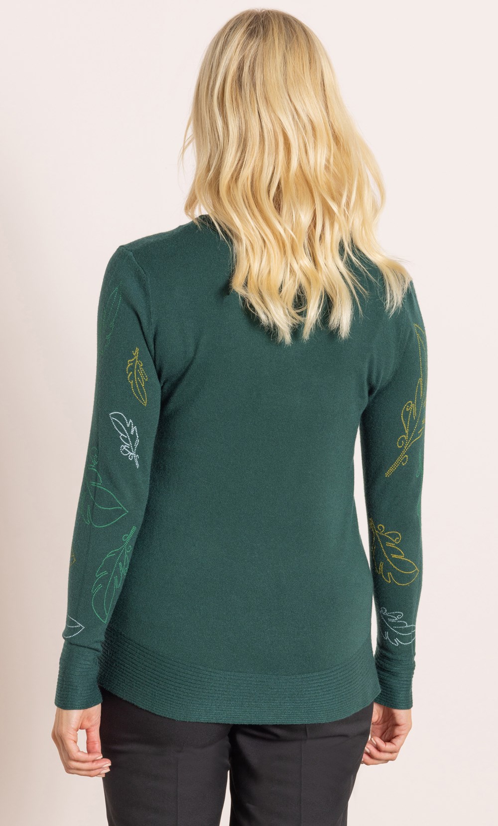 Embellished Leaf Print Jumper