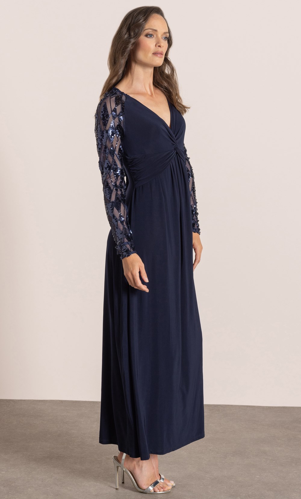 Sequin Trim Maxi Dress