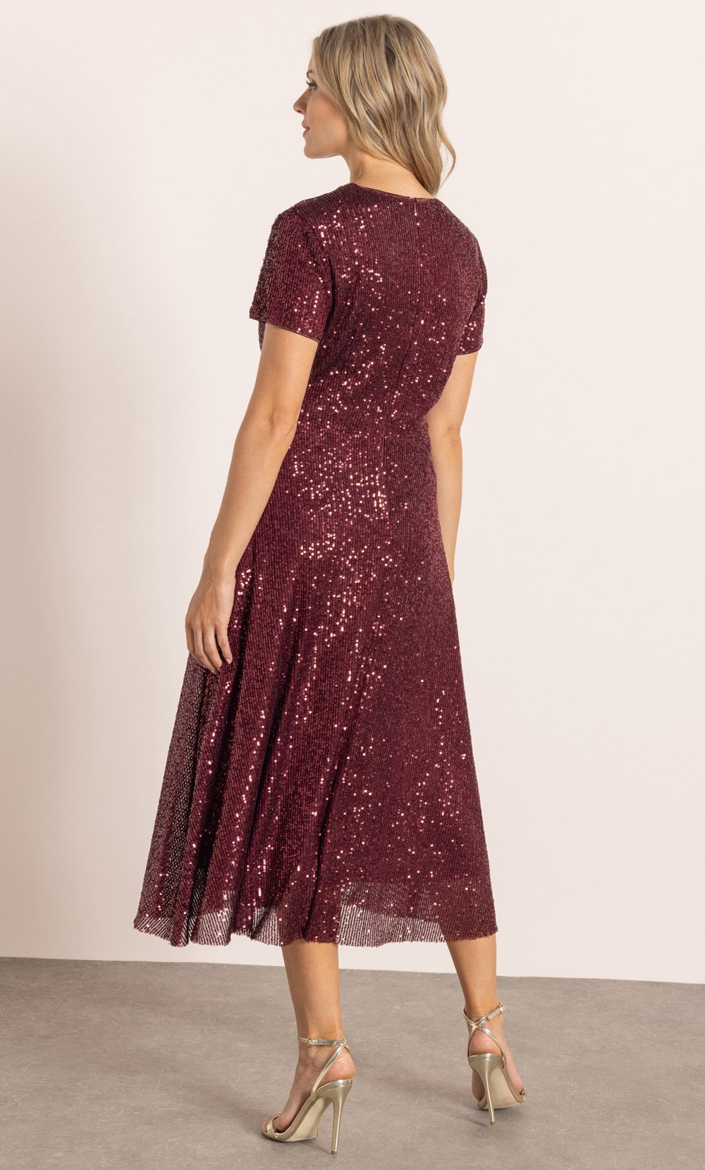 Short Sleeve Sequinned Midi Dress