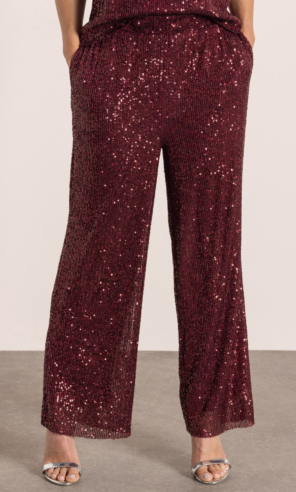 Wide Leg Sequinned Trousers