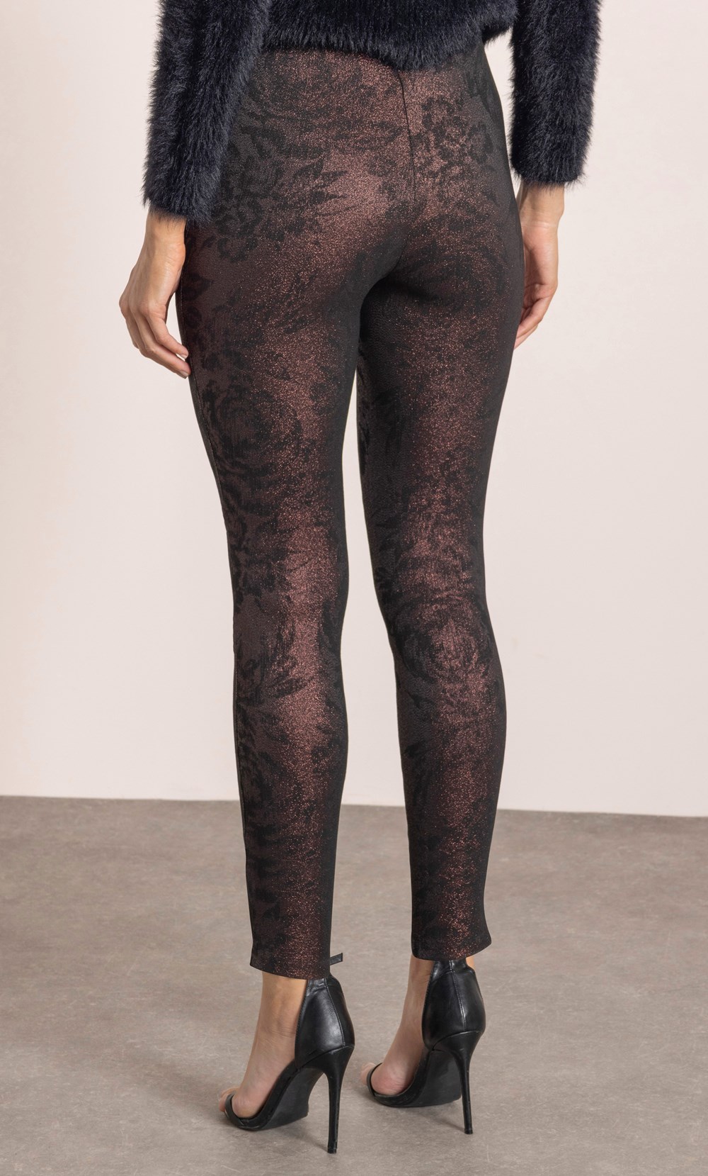 Floral Shimmer Fitted Slim Leg Trousers