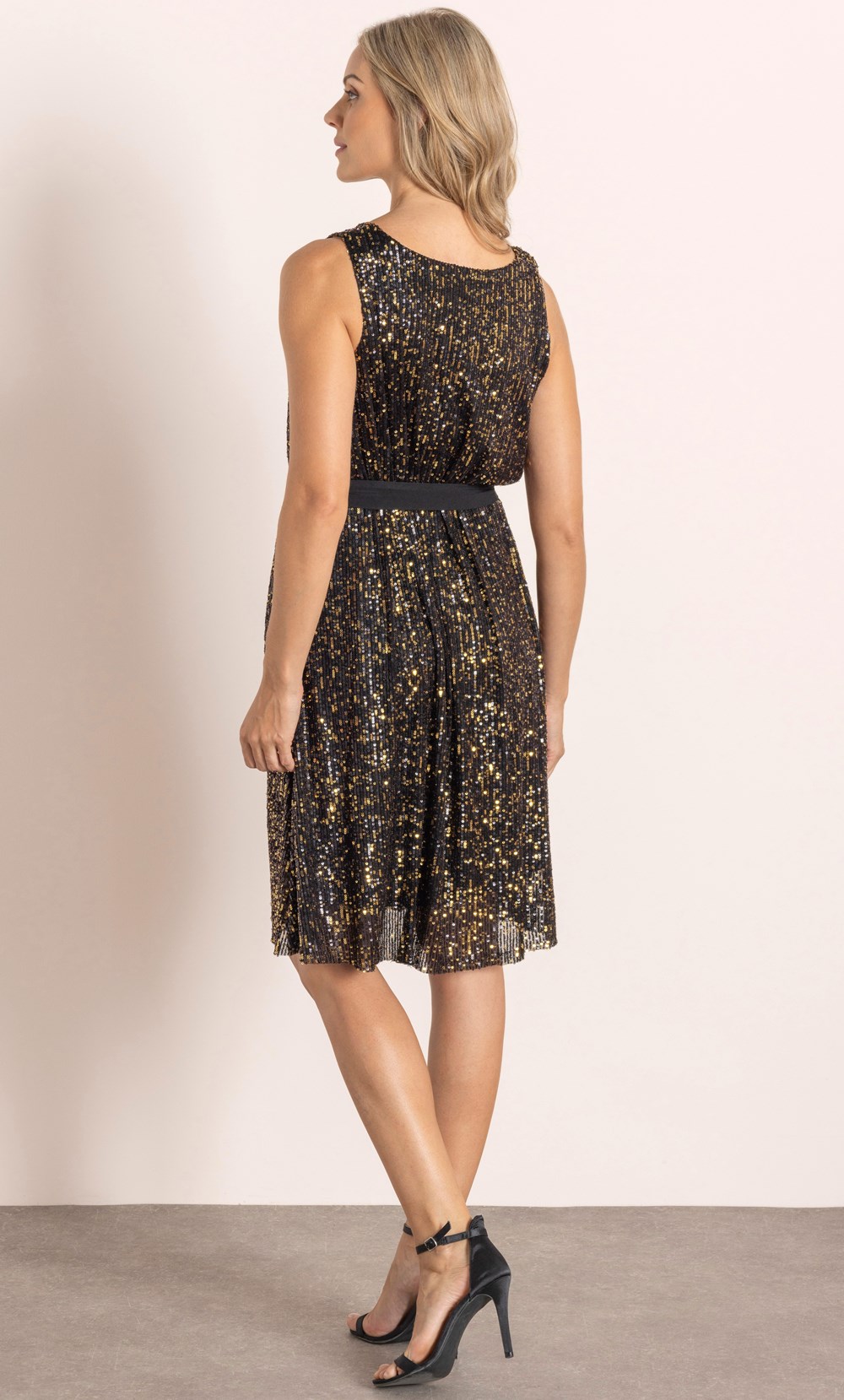 Sequinned Mesh Shift Dress