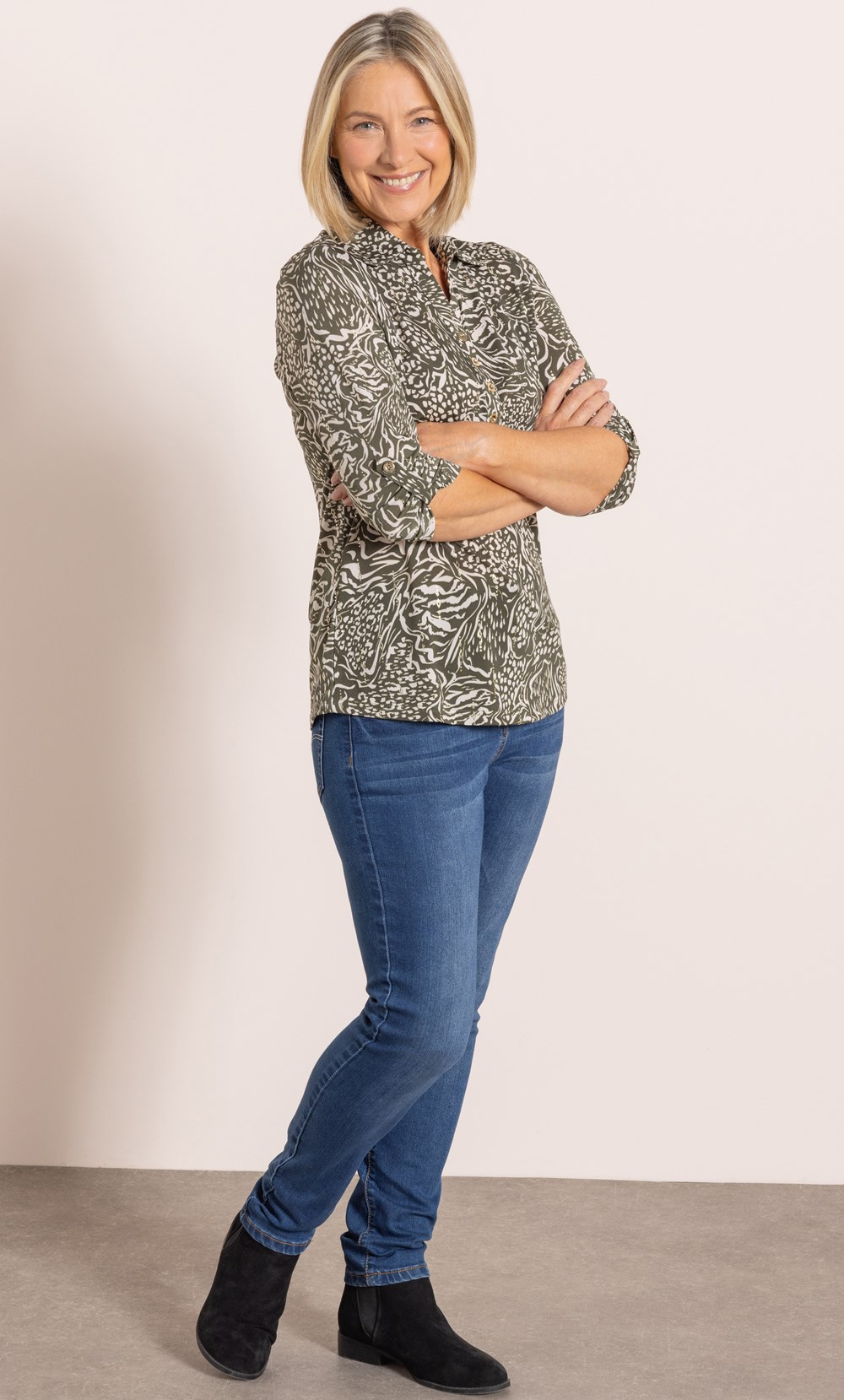 Anna Rose Printed Shimmer Top