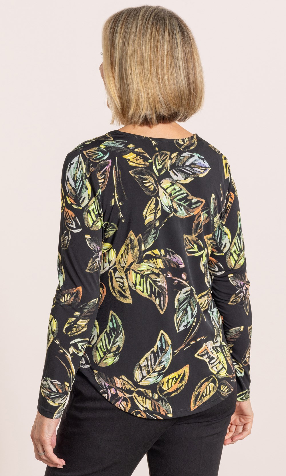 Anna Rose Textured Leaf Print Top