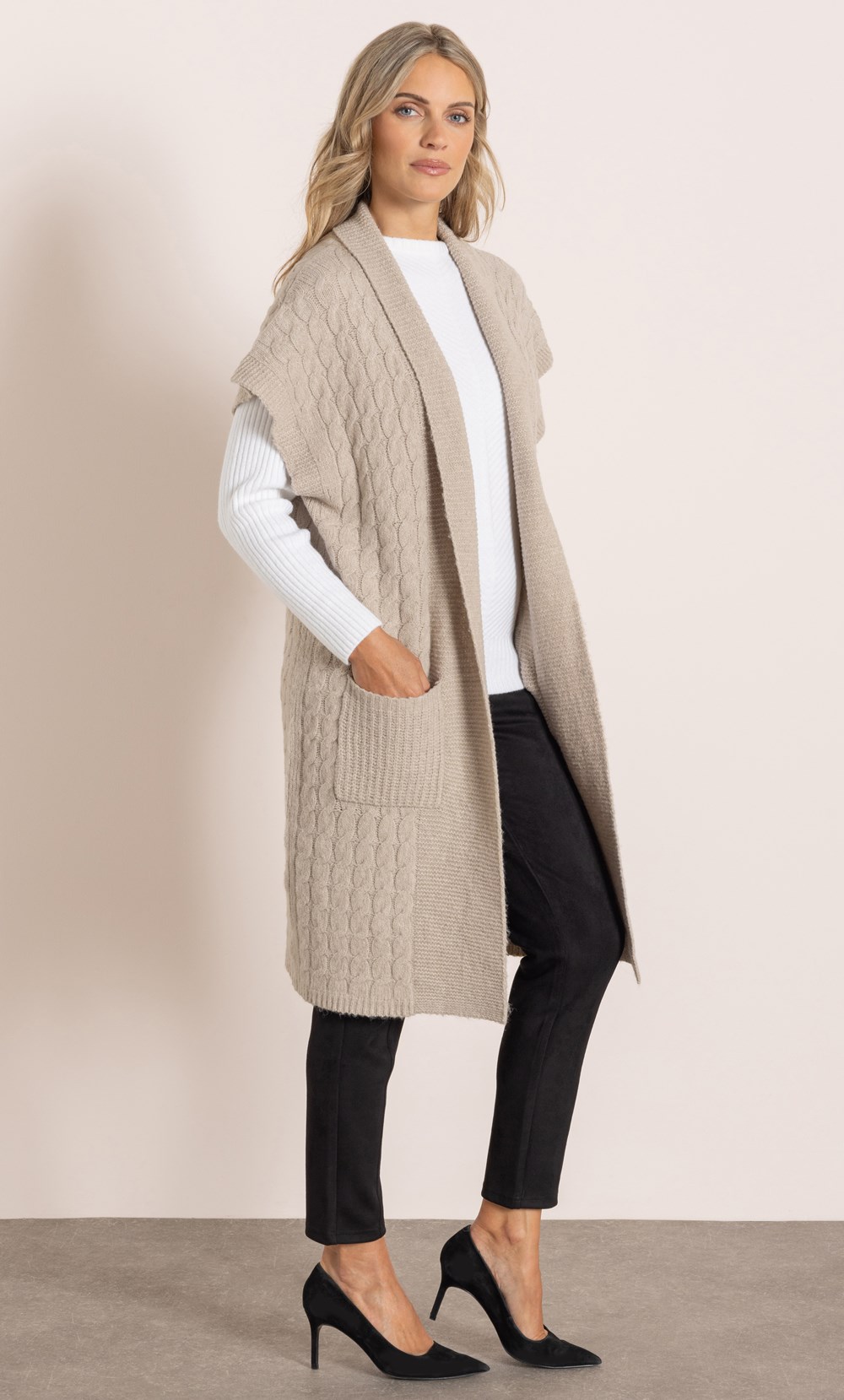 Longline Sleeveless Cardigan