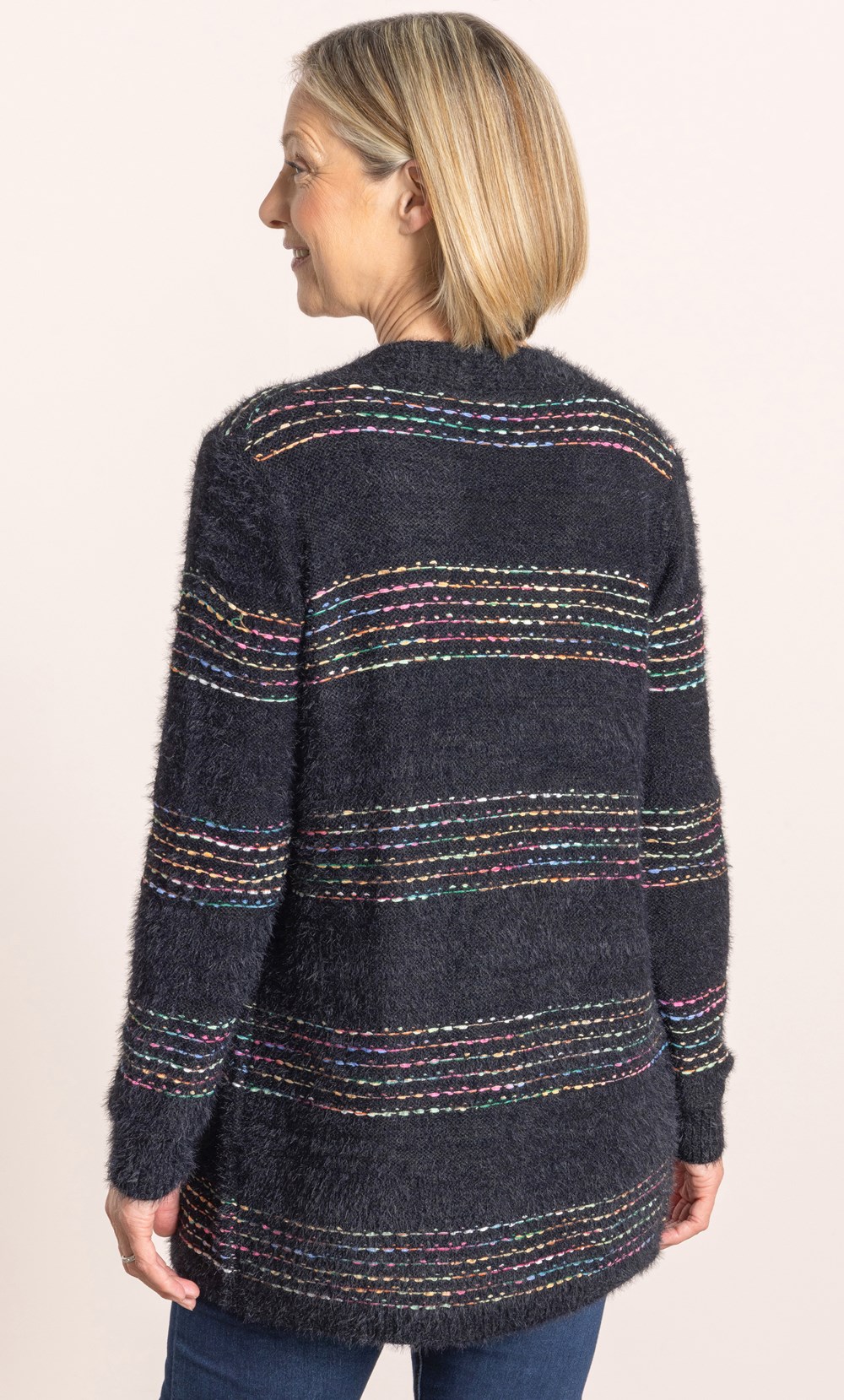 Anna Rose Striped Open Cardigan