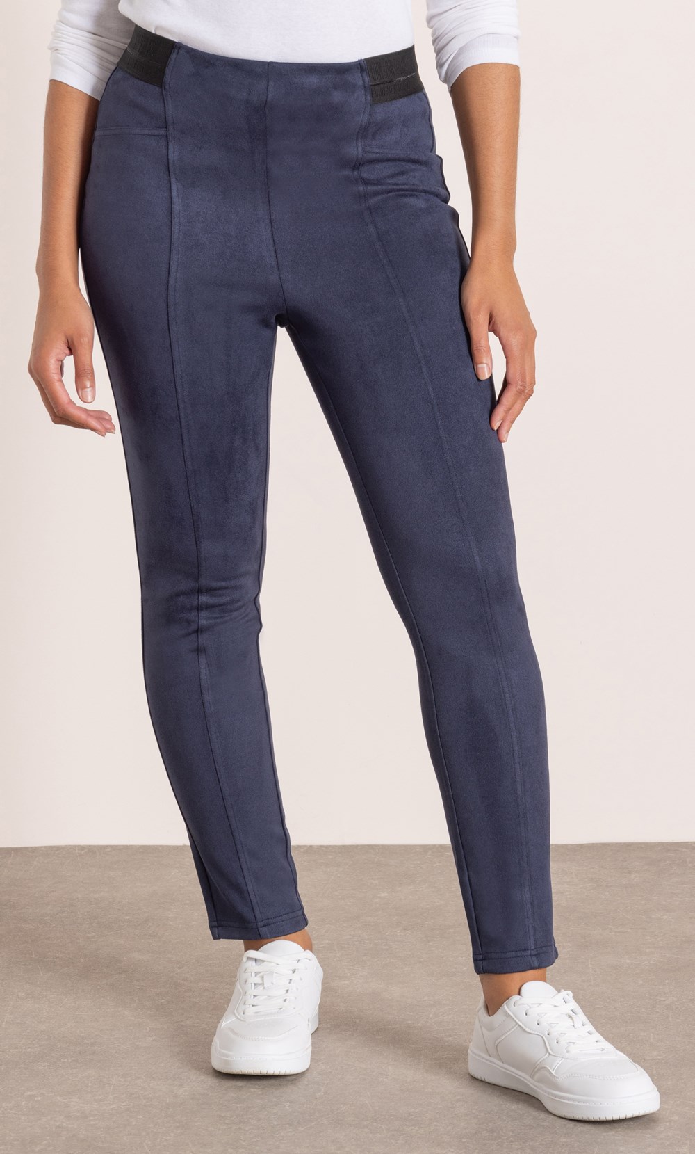 Slim Leg Pull On Suedette Trousers