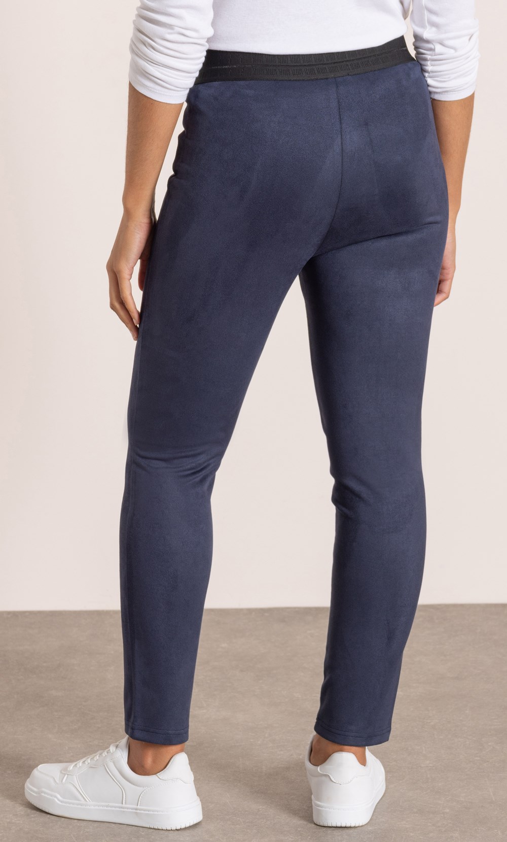 Slim Leg Pull On Suedette Trousers