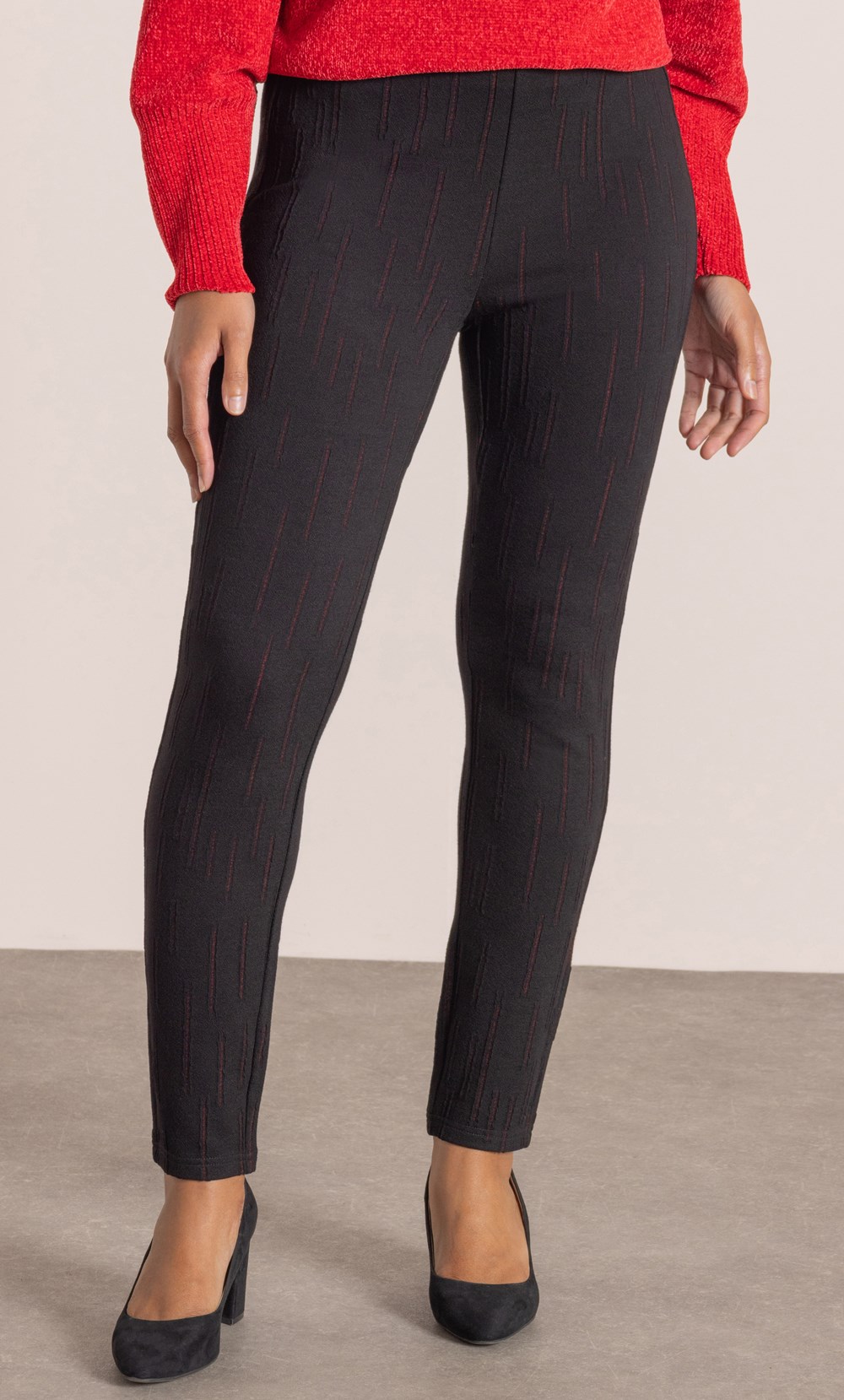 Textured Stripe Slim Leg Stretch Trousers