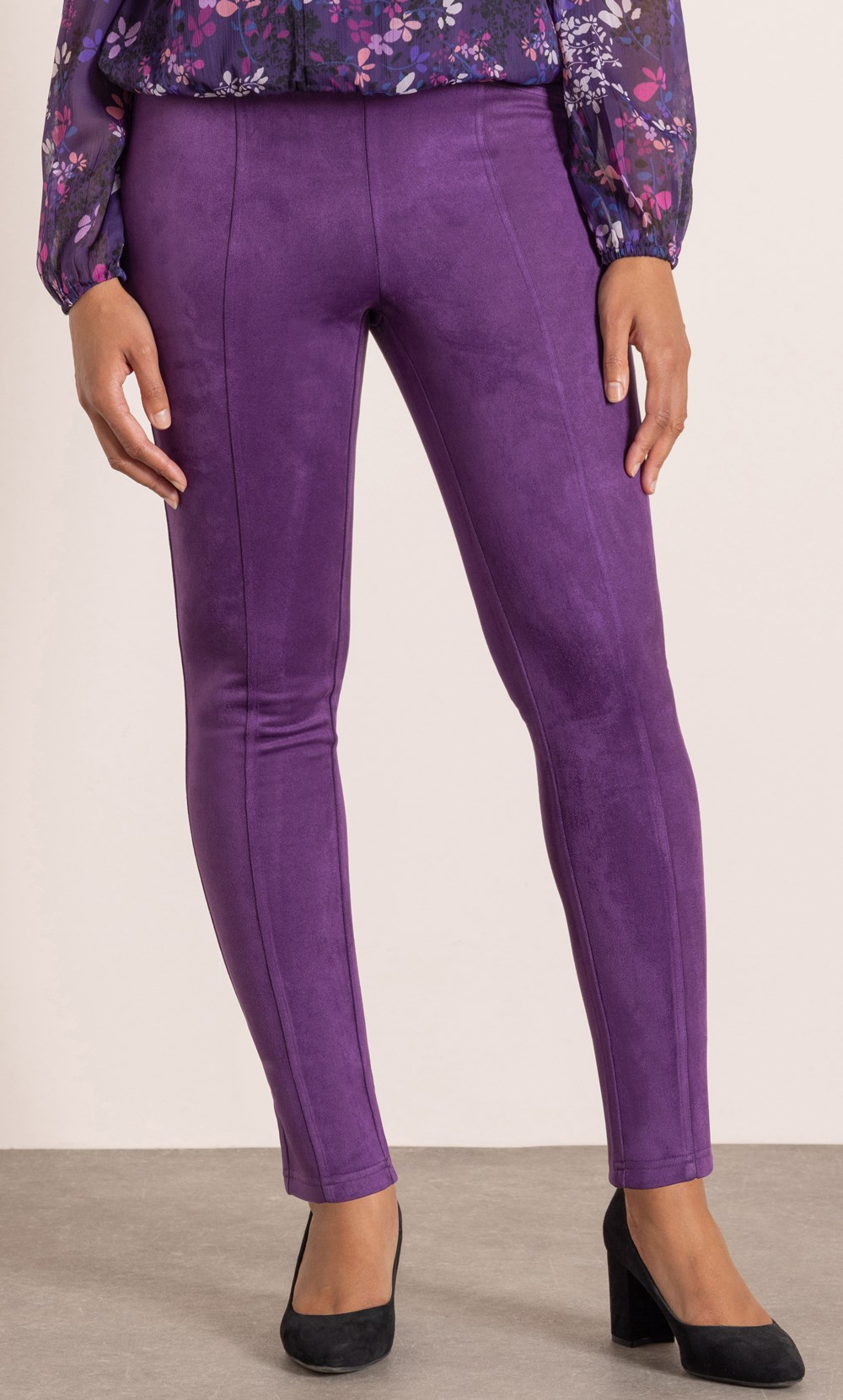 Slim Leg Pull On Suedette Trousers