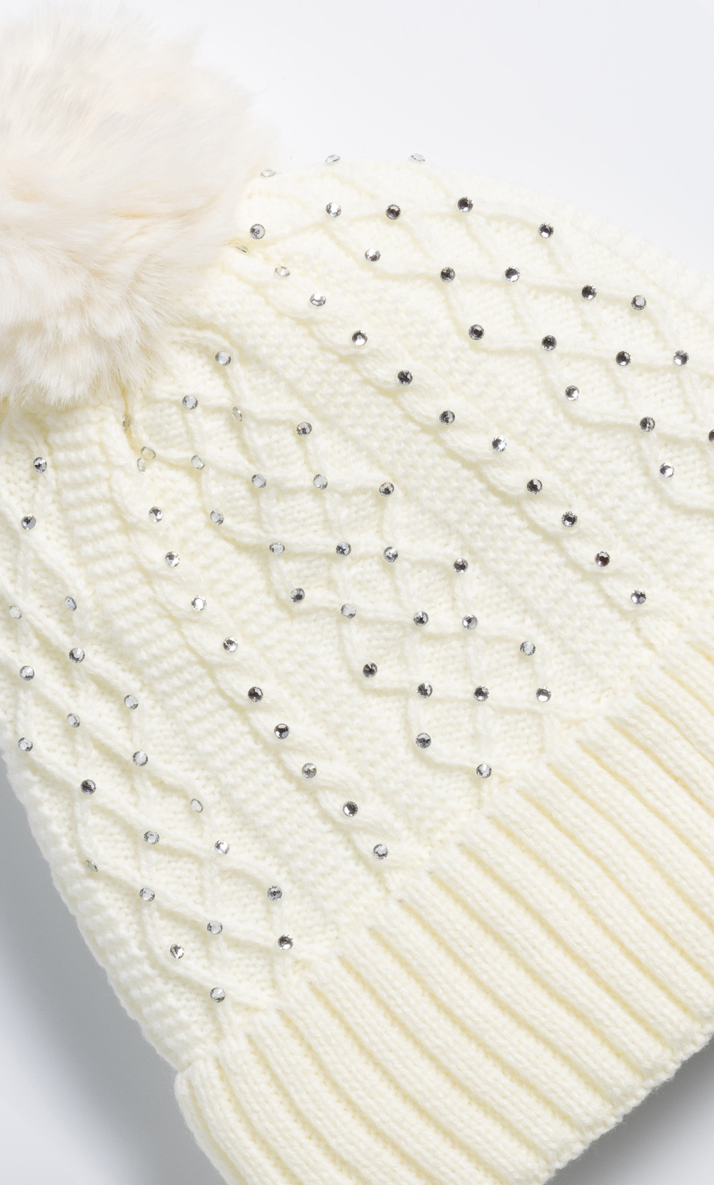 Embellished Pom Pom Bobble Hat