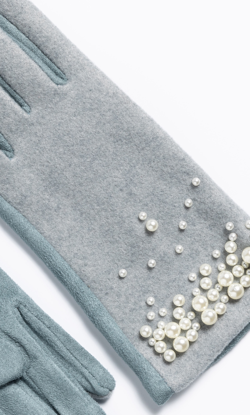 Faux Pearl Embellished Touchscreen Gloves