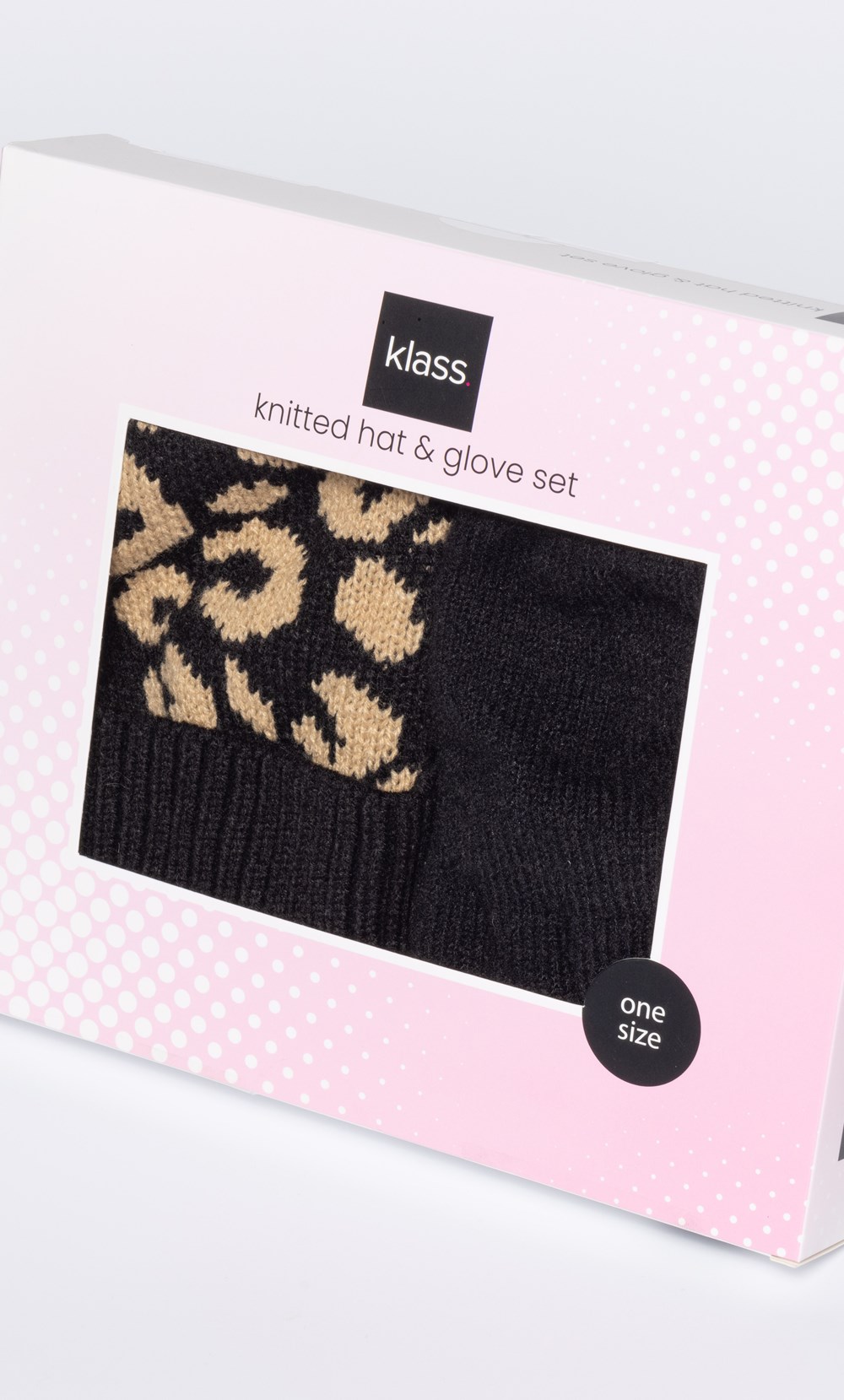 Animal Printed Pom Pom Bobble Hat And Glove Set