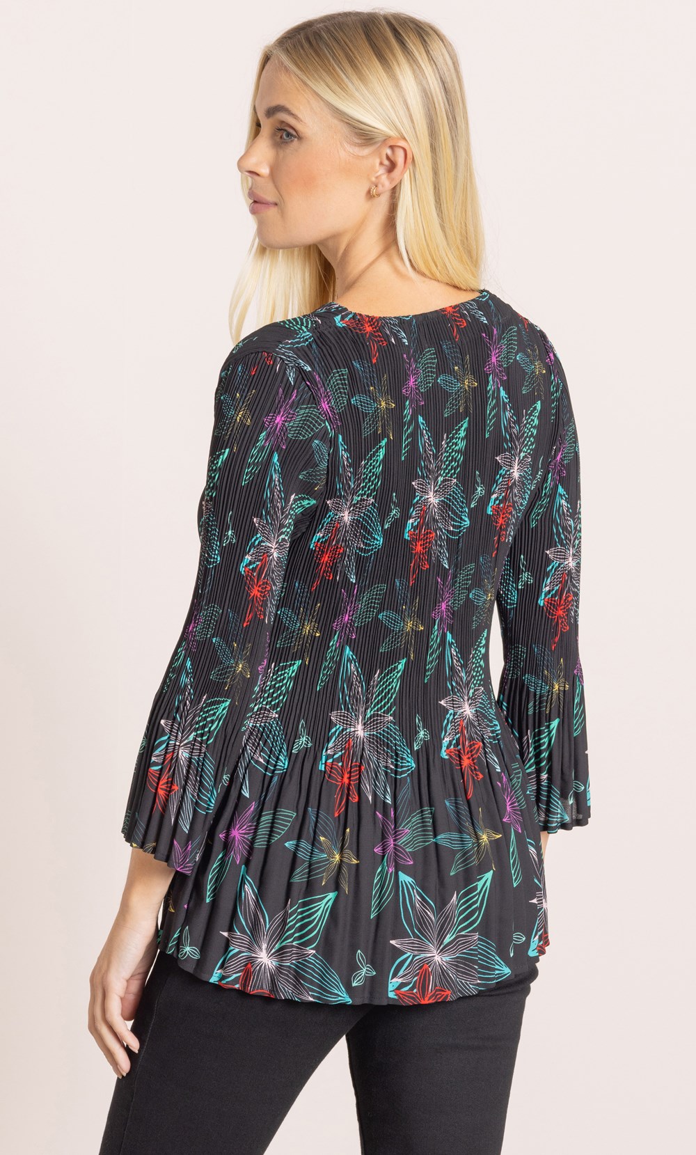 Botanical Print Pleated Top