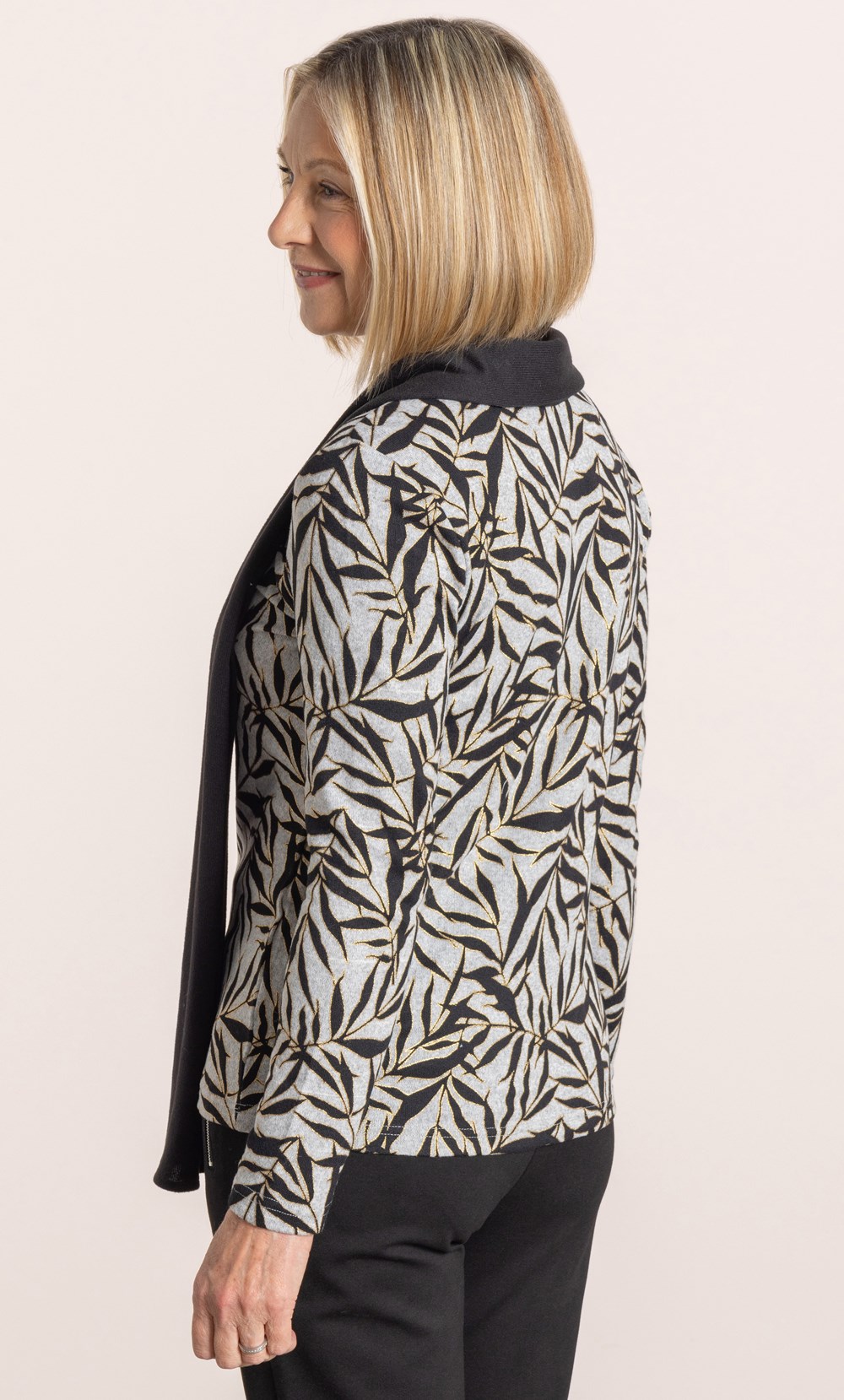 Anna Rose Shimmer Leaf Print Jumper With Scarf