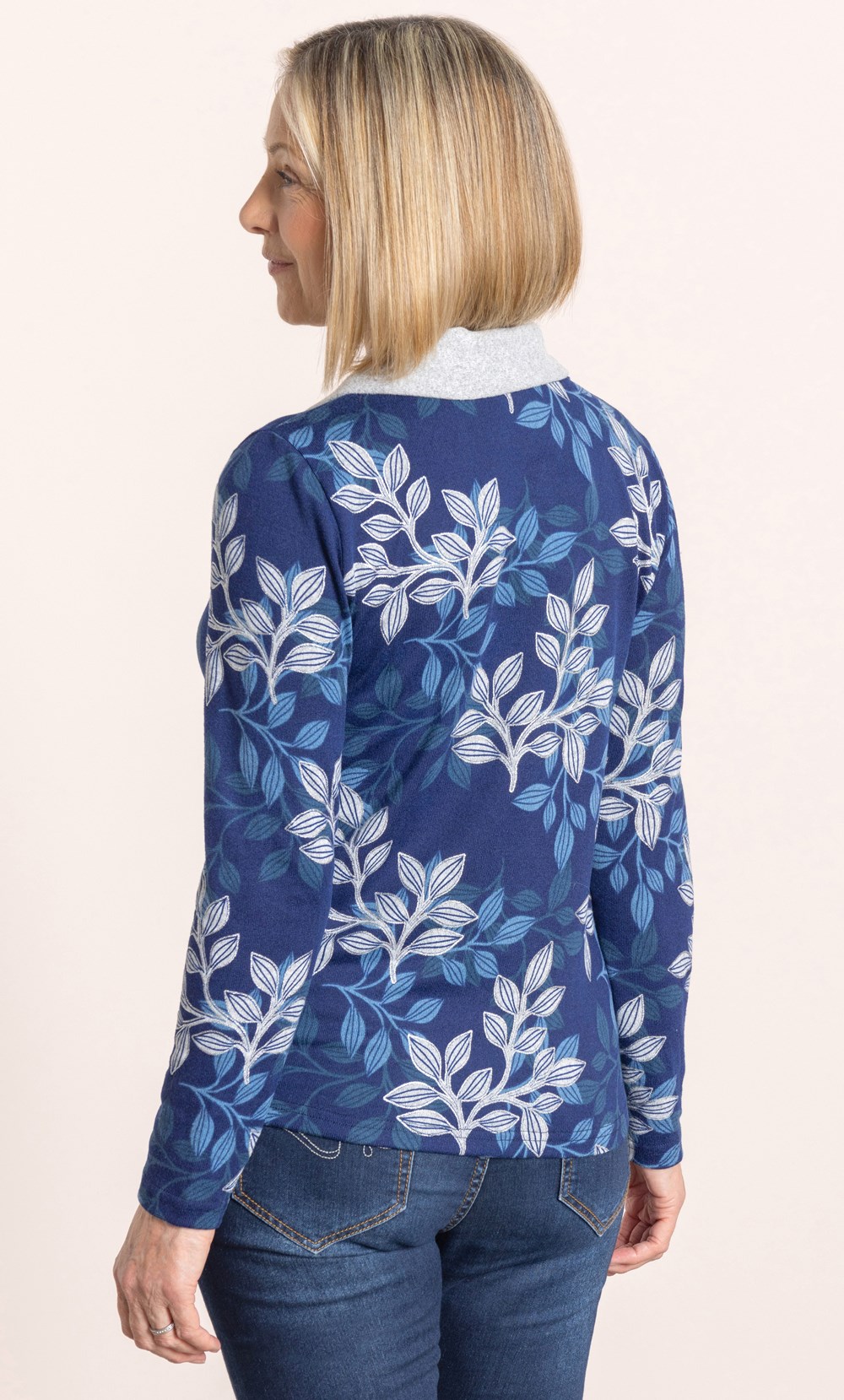 Anna Rose Shimmer Leaf Print Jumper With Scarf