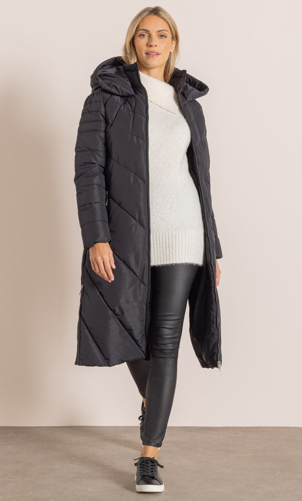 Hooded Long Quilted Coat