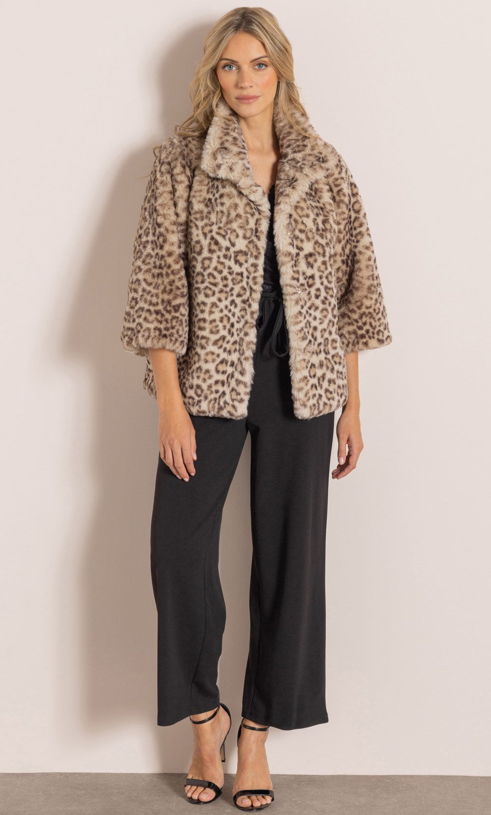 Leopard Print Faux Fur Coat