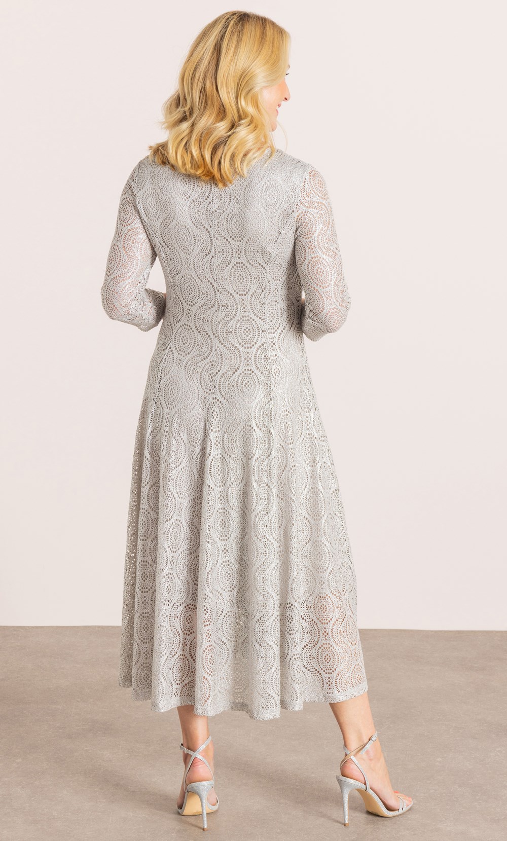 Anna Rose Foil Lace Midi Dress