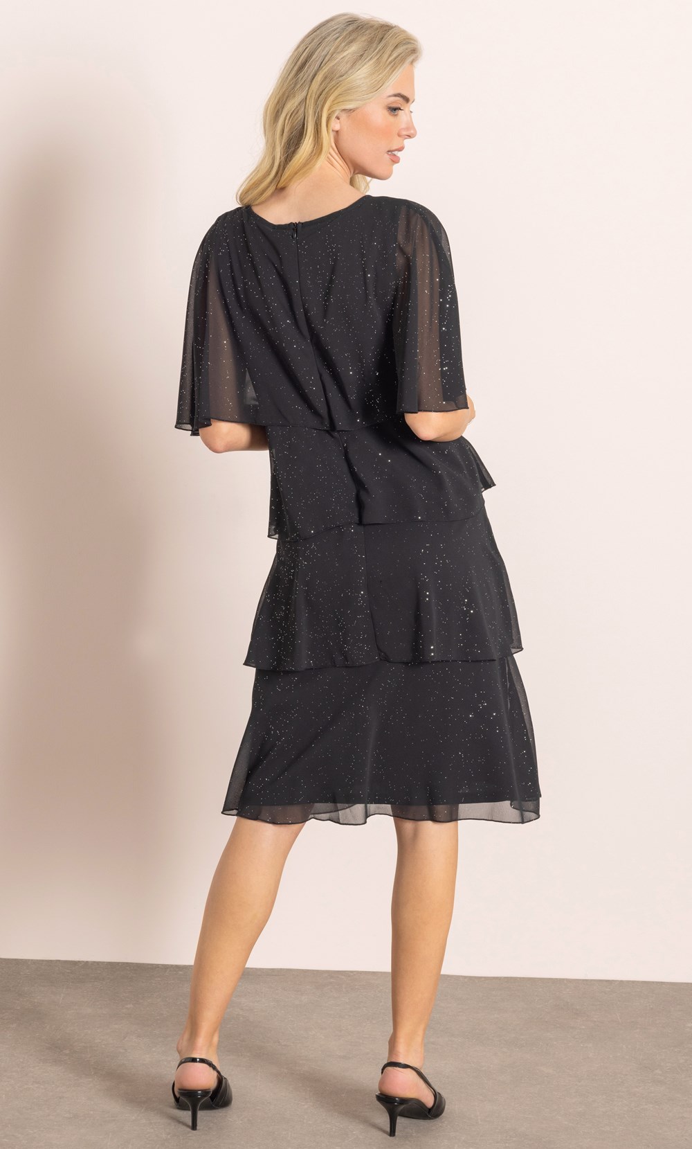 Layered Glitter Chiffon Dress