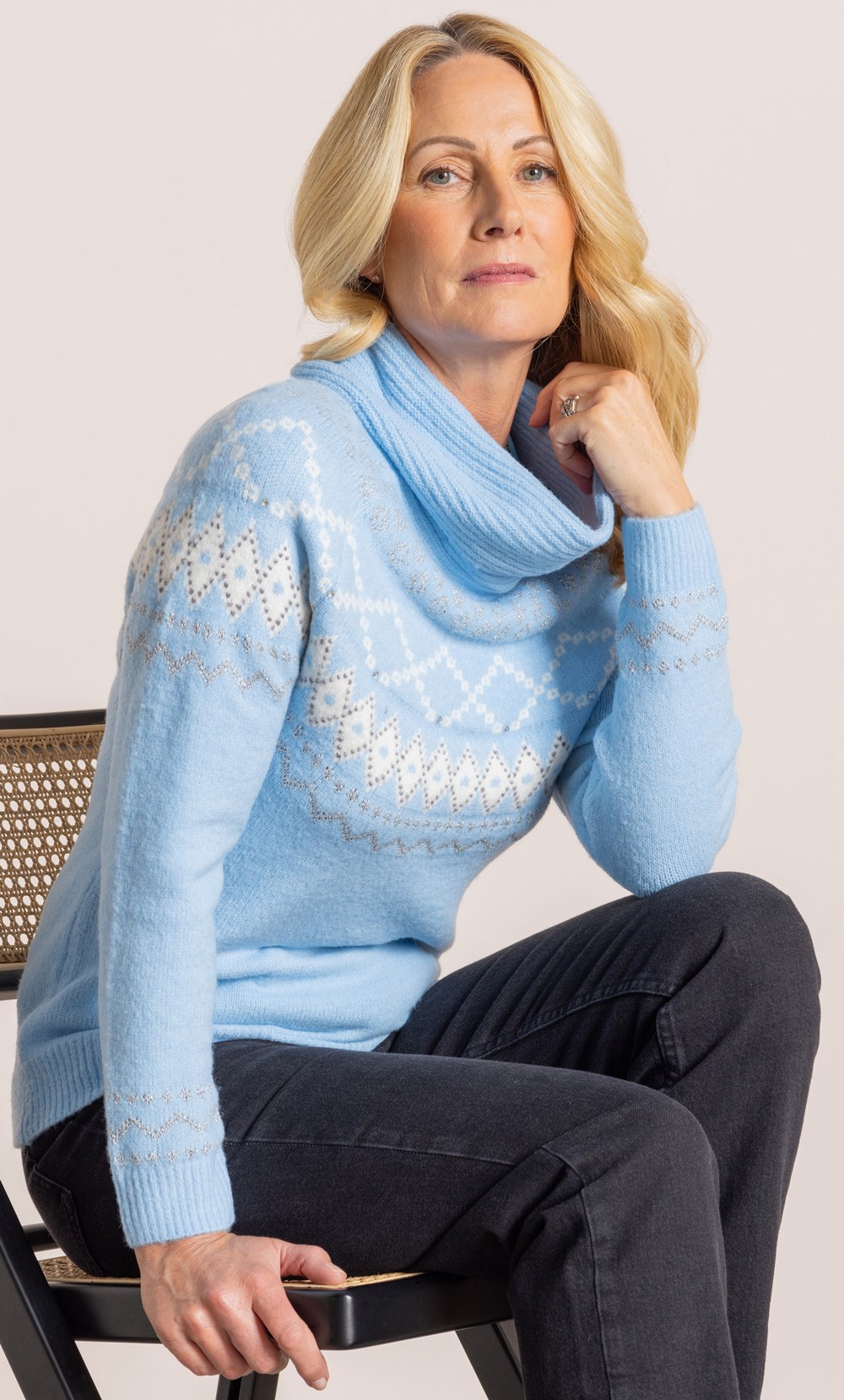 Anna Rose Cowl Neck Fairisle Jumper