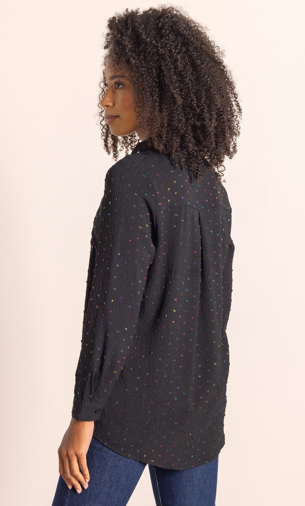 Textured High Low Shimmer Overshirt