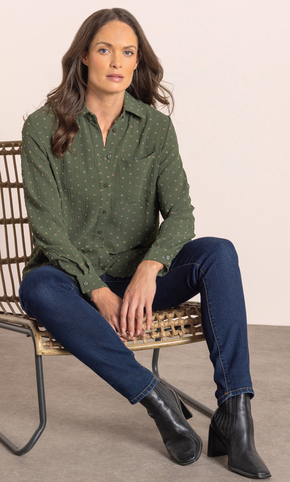 Textured High Low Shimmer Overshirt