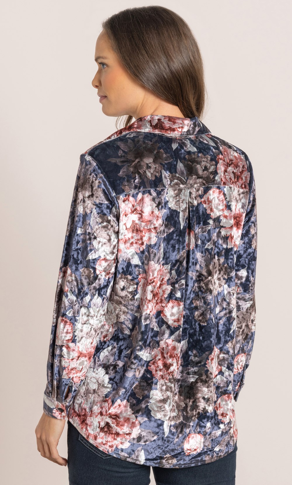 Floral Printed Crushed Velour Shirt