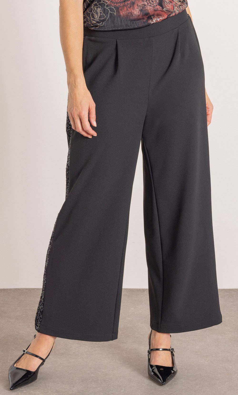 Embellished Wide Leg Trousers