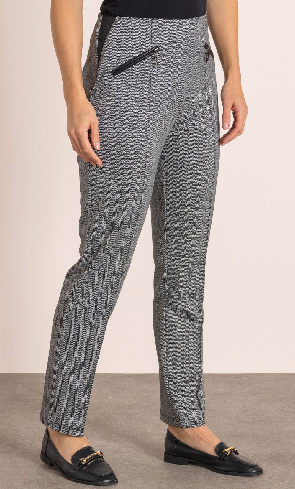 Herringbone Pull On Trousers