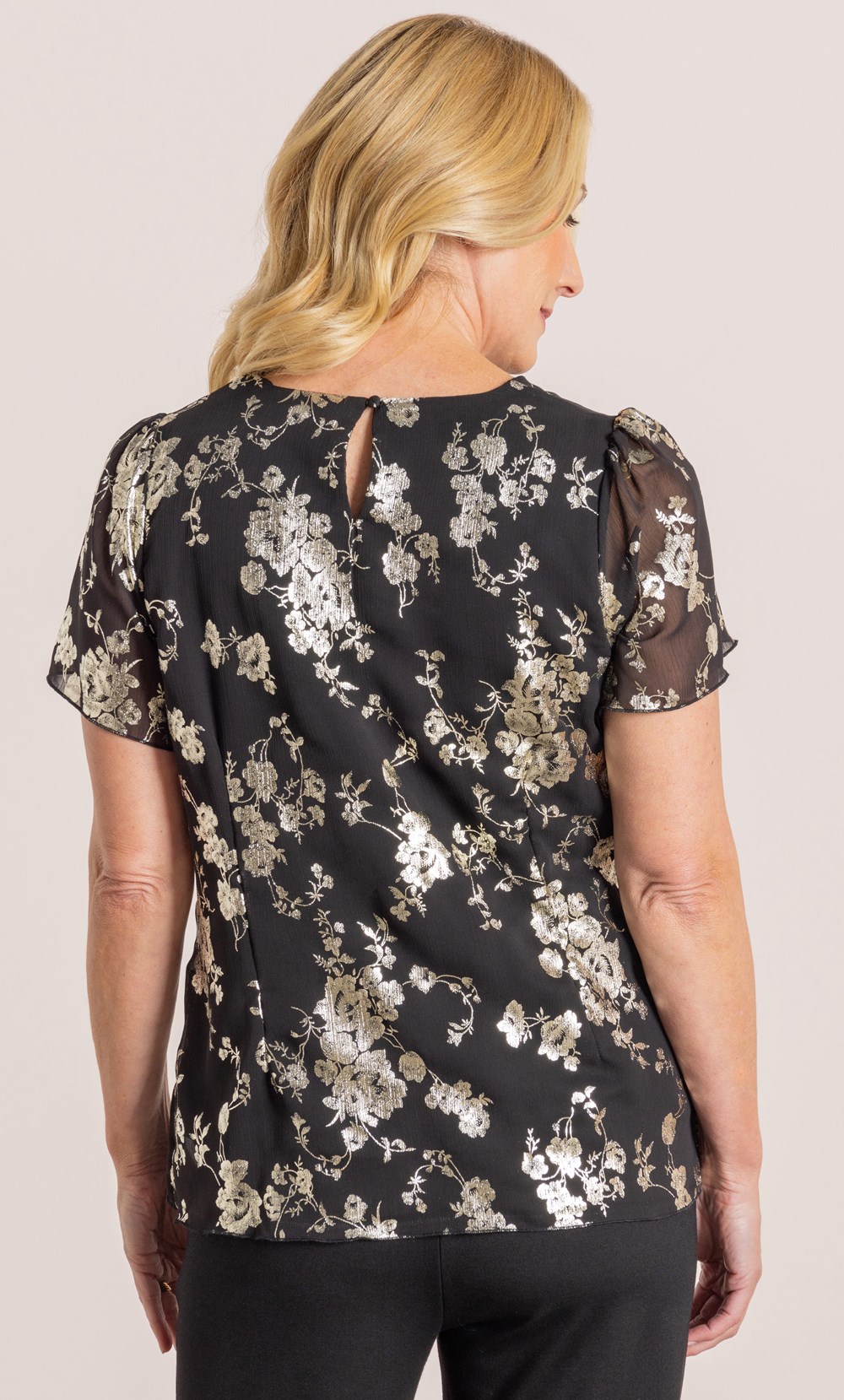 Anna Rose Floral Foil Printed Top