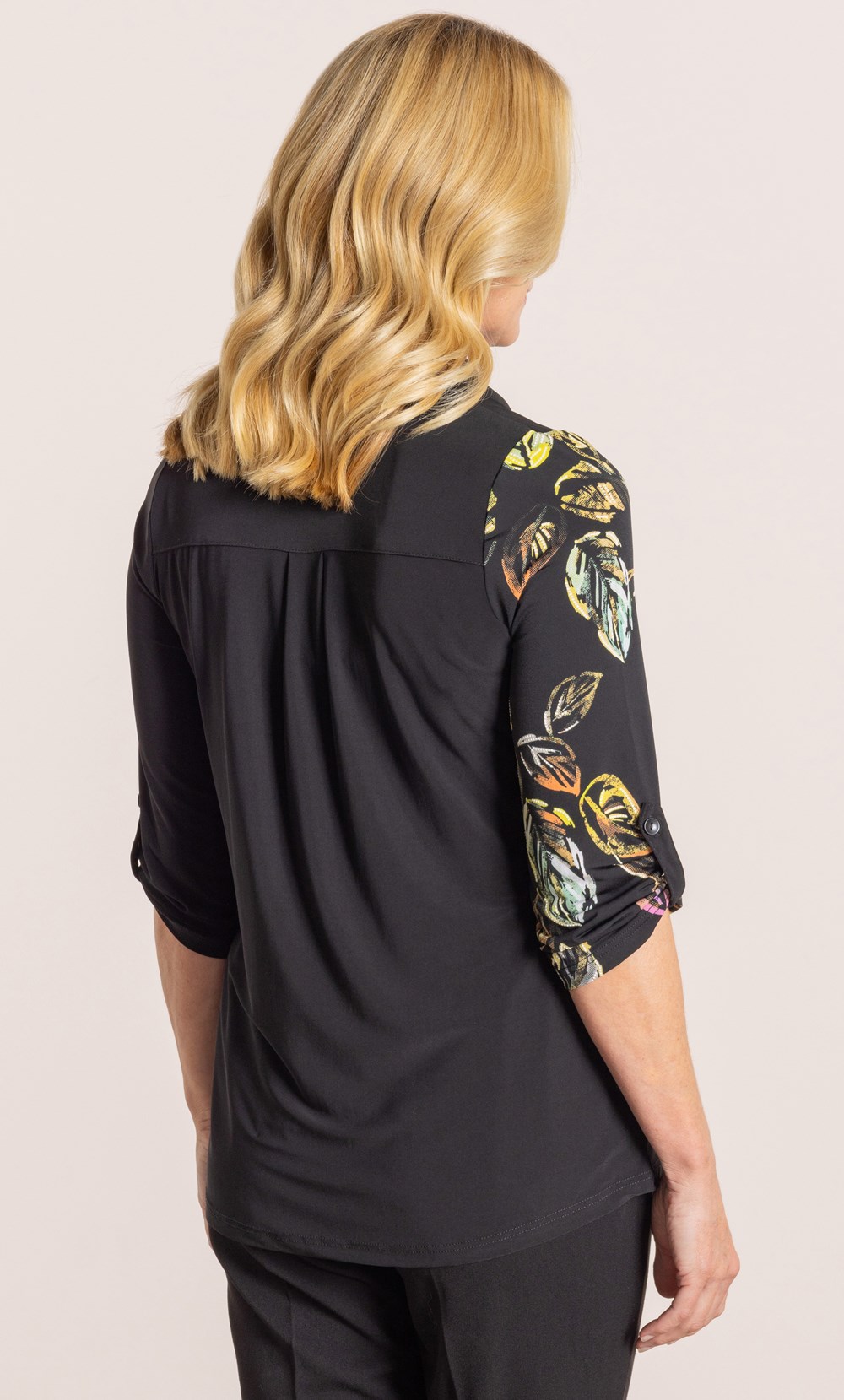 Anna Rose Leaf Patchwork Print Blouse