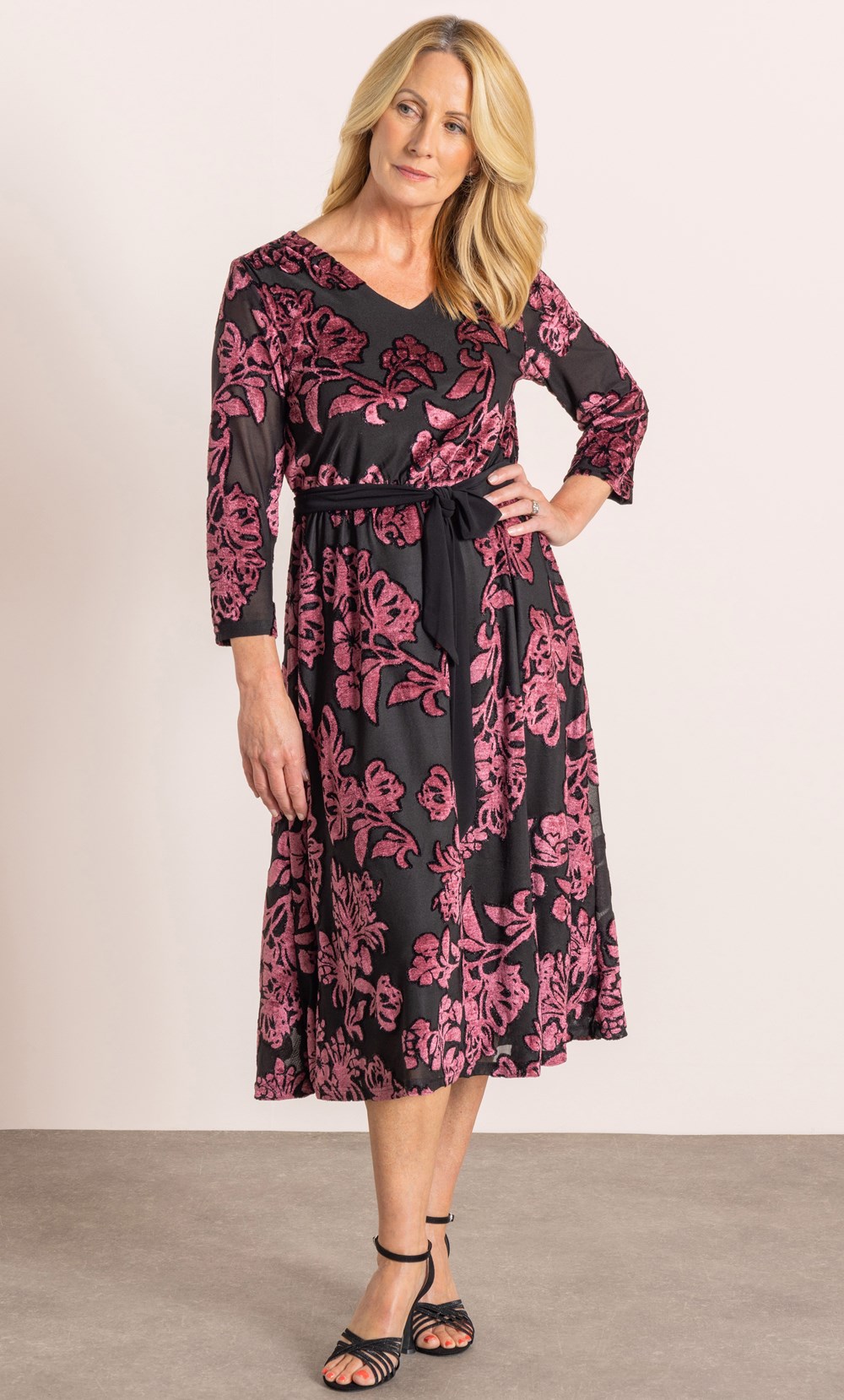 Anna Rose Shimmer Velour Burnout Dress