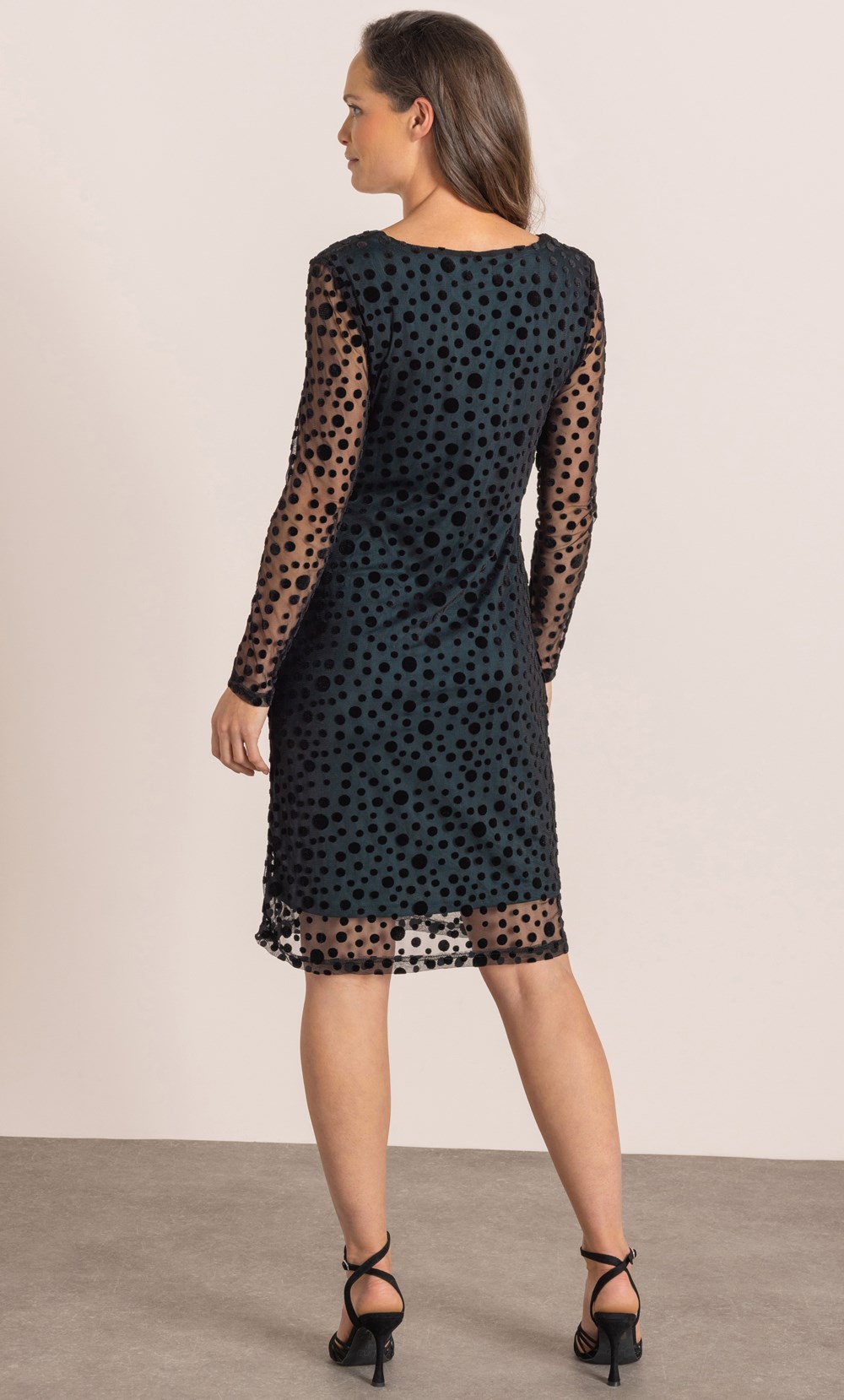 Polka Dot Fitted Mesh Dress