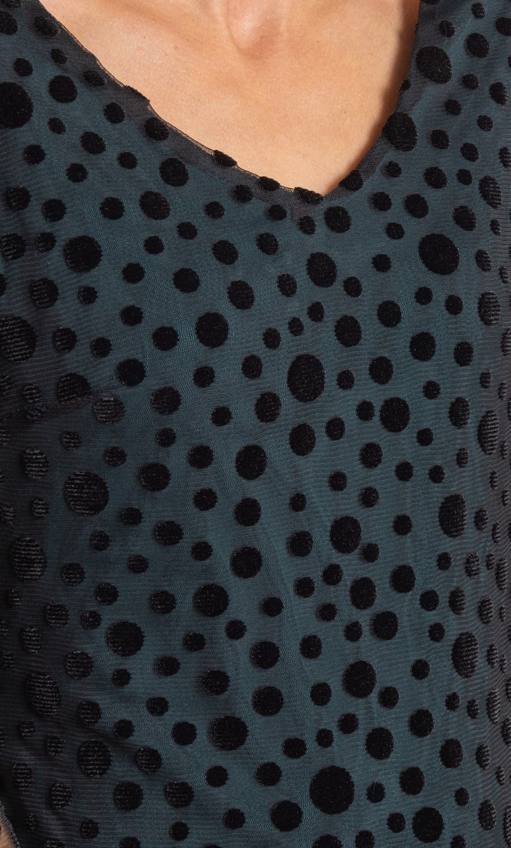 Polka Dot Fitted Mesh Dress