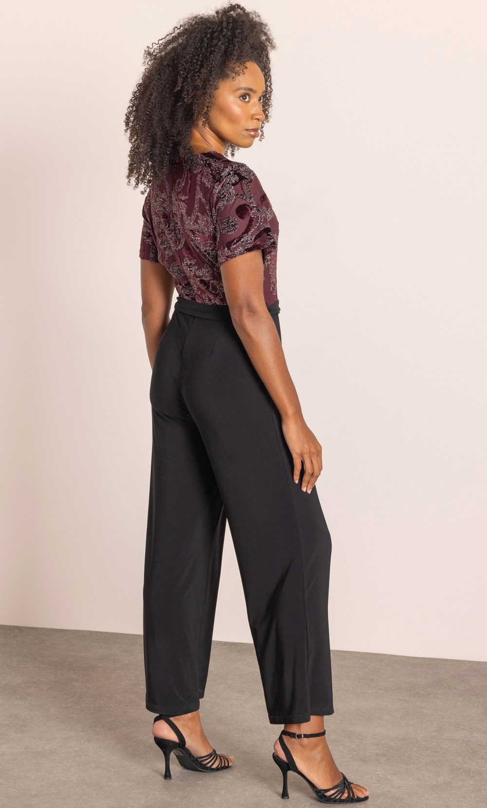 Shimmer Short Sleeve Wrap Jumpsuit